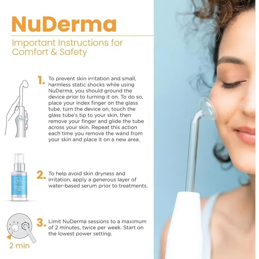 NIB! Pure Daily Care NuDerma Handheld Skin Therapy Wand Machine Anti-Aging